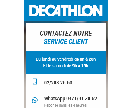 Decathlon belgique contact par téléphone